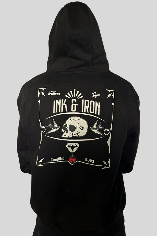 Rückansicht Ink Oversize Hoodie Farbe Black für Männer und Frauen