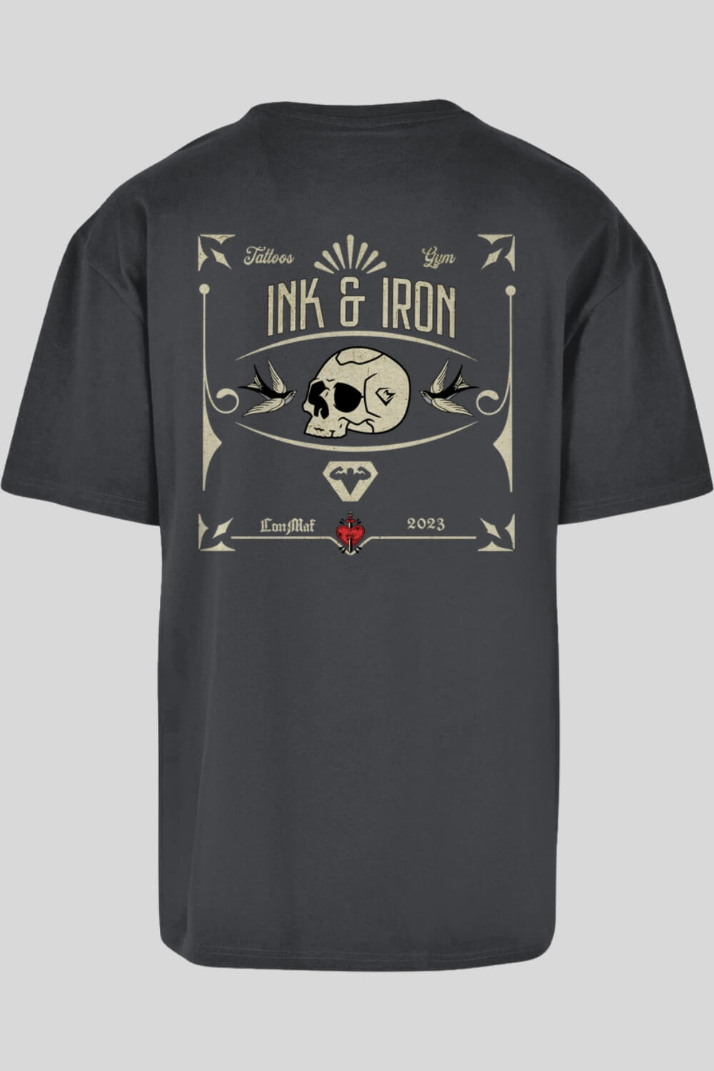 Rückansicht Ink Oversize T-Shirt Charcoal für Männer und Frauen