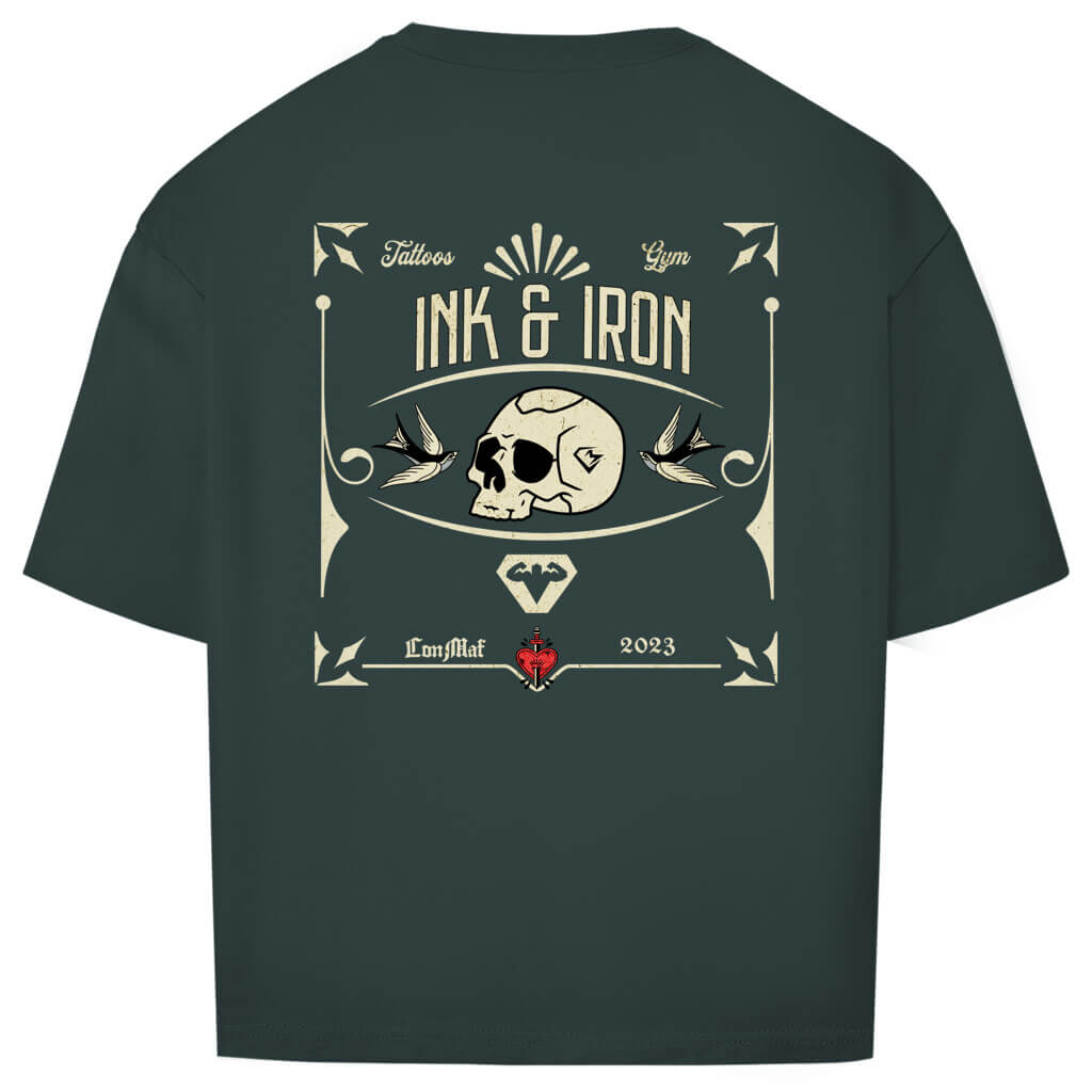 Rückansicht Ink Oversize T-Shirt Green für Männer und Frauen