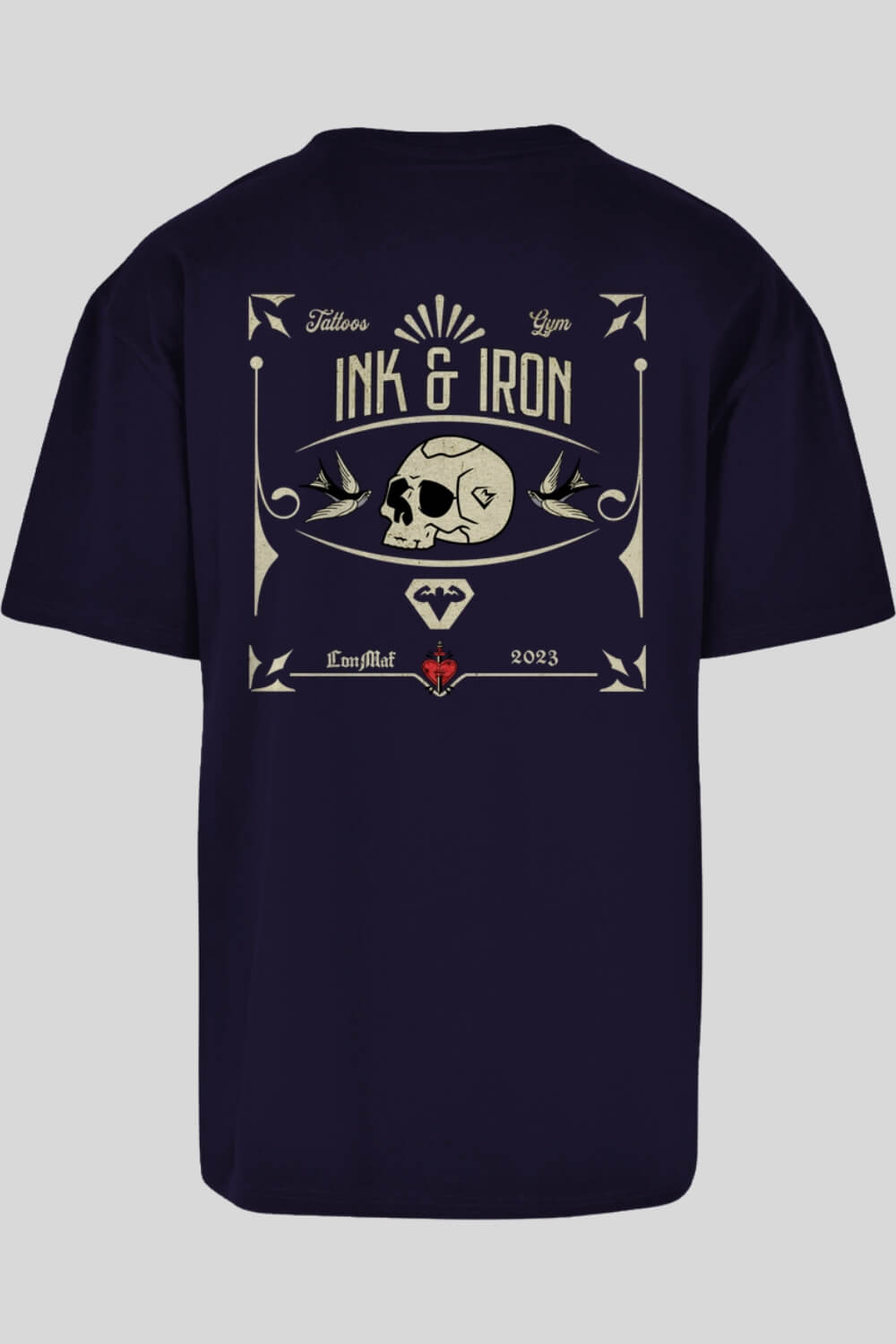 Rückansicht Ink Oversize T-Shirt Navy für Männer und Frauen