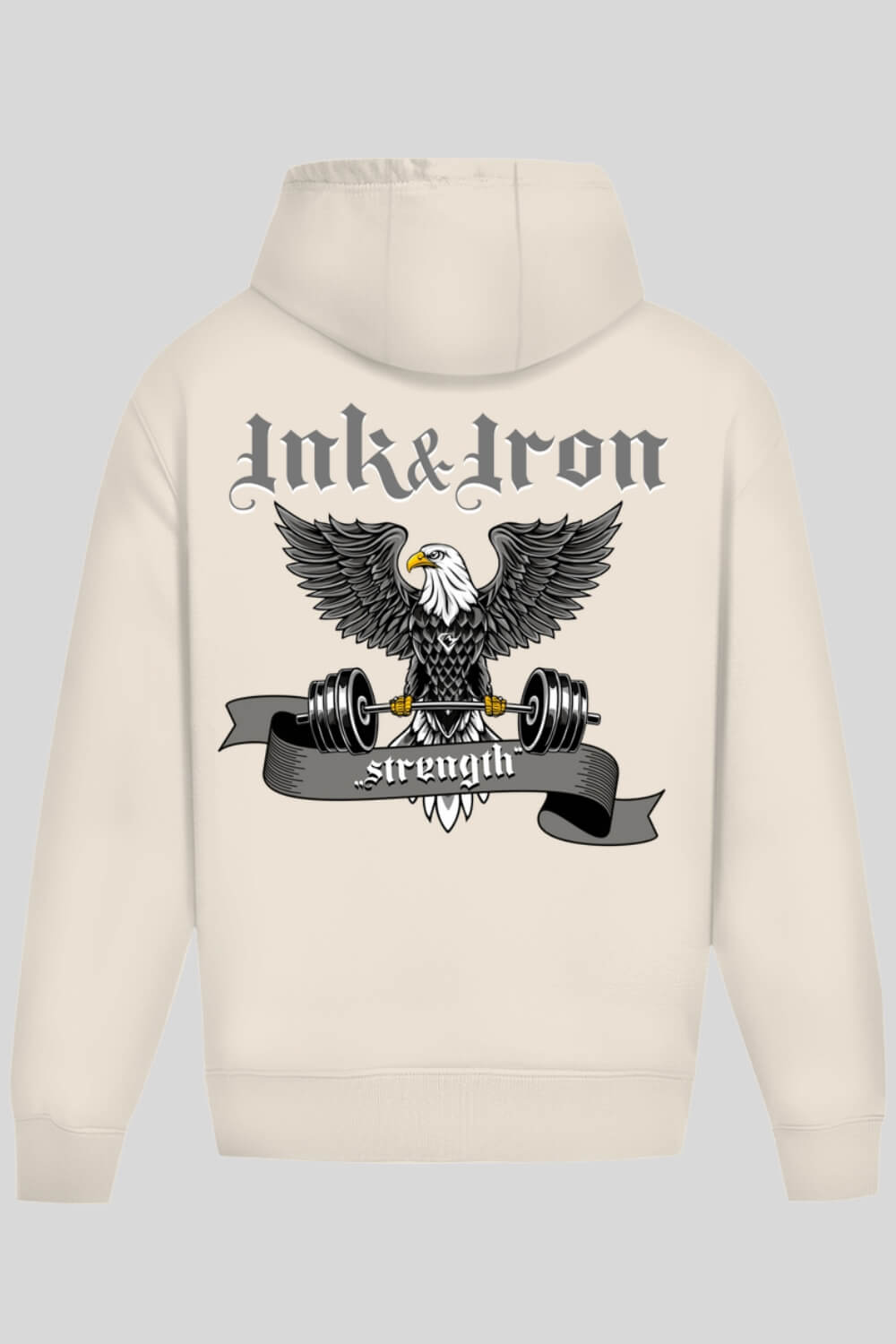 Rückansicht Ink&Iron Oversize Hoodie Sand für Männer und Frauen