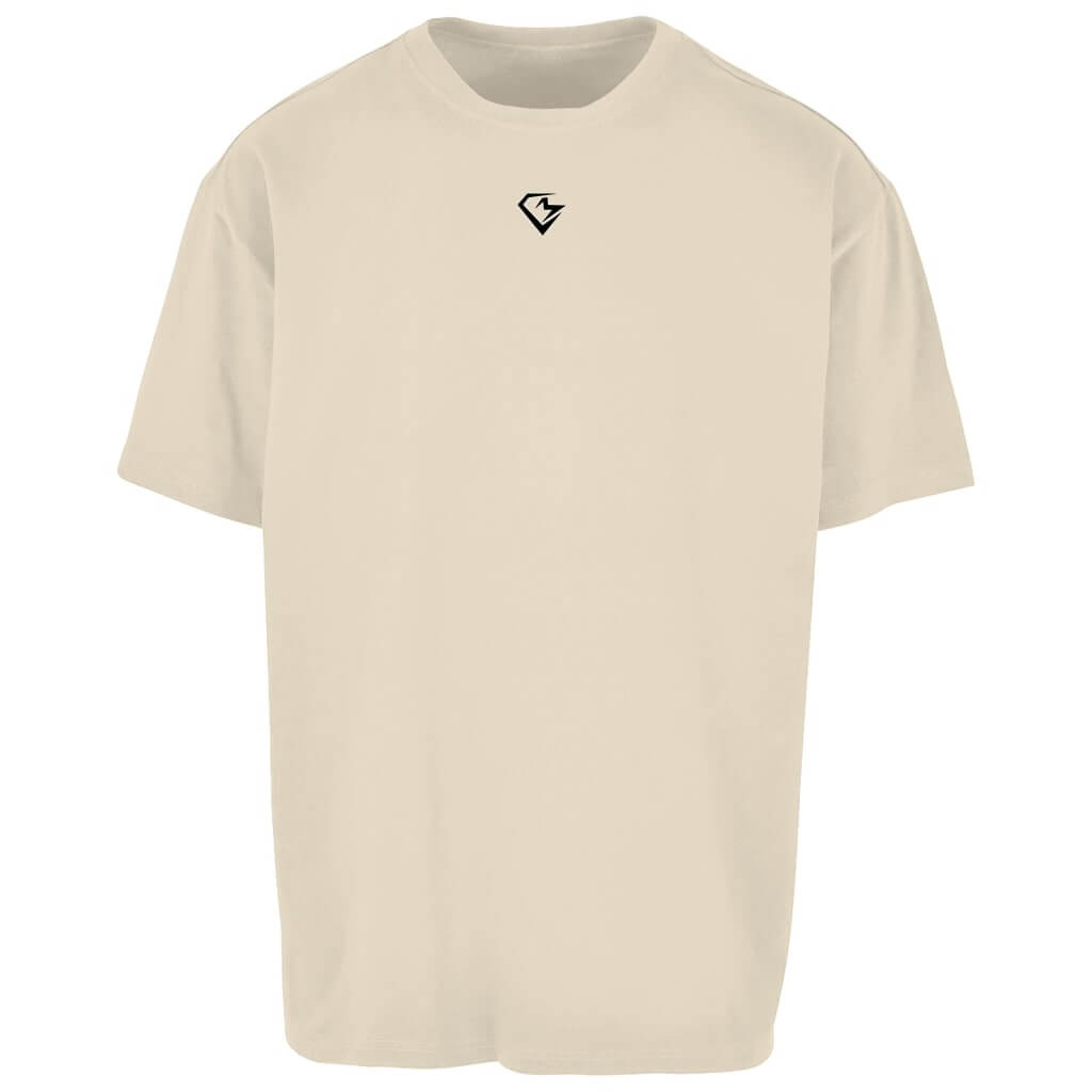Frontansicht Iron Pride Oversize T-Shirt Sand für Männer und Frauen
