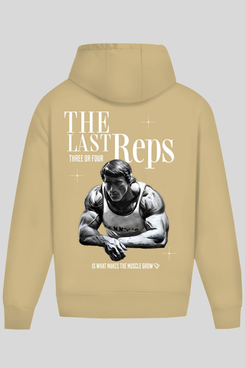 Rückansicht Last Reps Oversize Hoodie Sand für Männer und Frauen