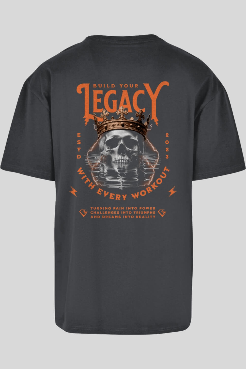 Rückansicht Legacy Oversize T-Shirt Charcoal für Männer und Frauen