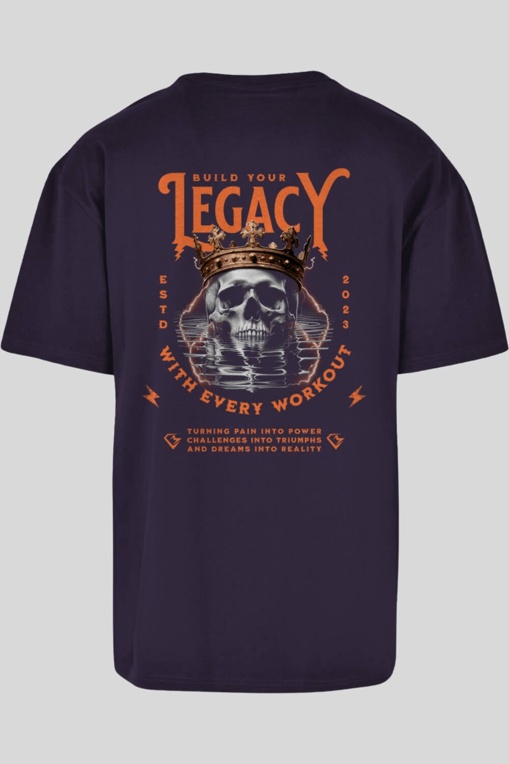 Rückansicht Legacy Oversize T-Shirt Purple für Männer und Frauen