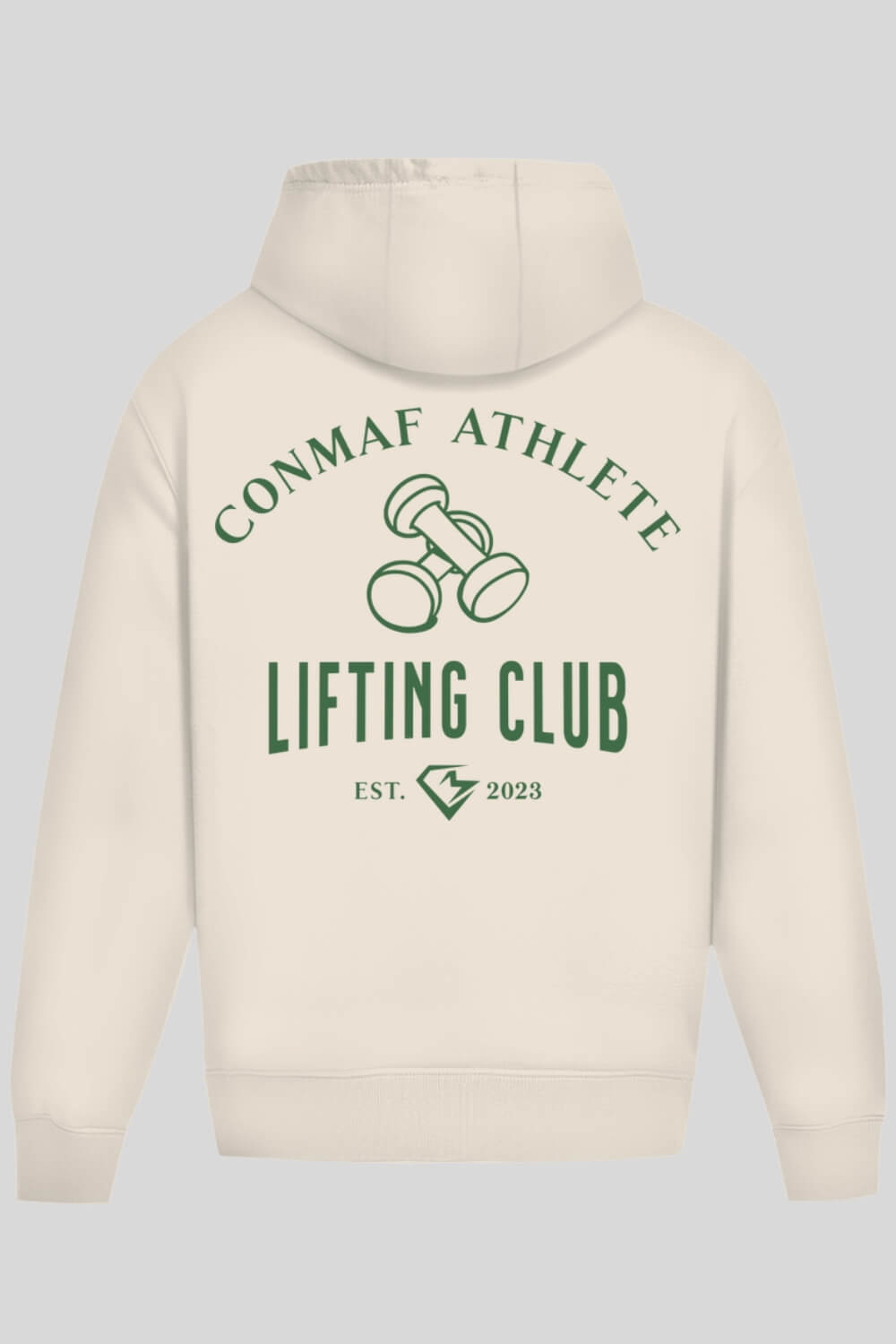 Rückansicht Lifting Club Oversize Hoodie Sand für Männer und Frauen
