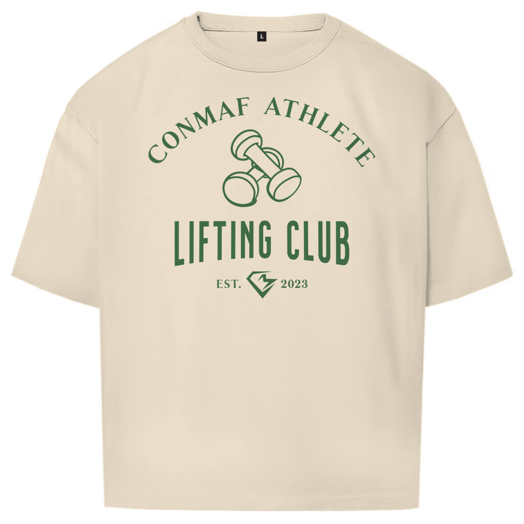 Frontansicht Lifting Club Oversize T-Shirt Sand für Männer und Frauen