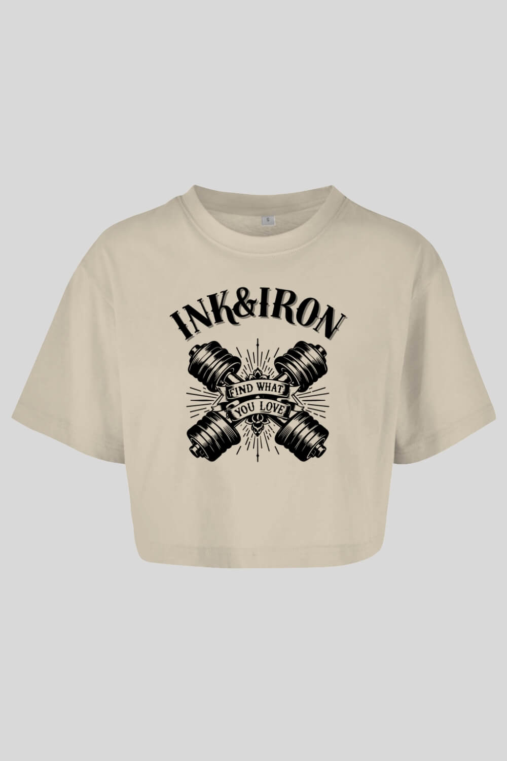 Frontansicht Love Oversize Crop Top Sand für Frauen