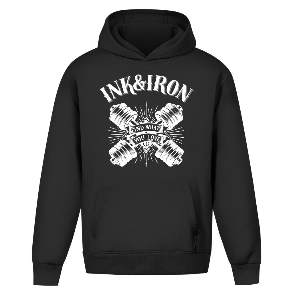 Frontansicht Love Oversize Hoodie Black für Männer und Frauen