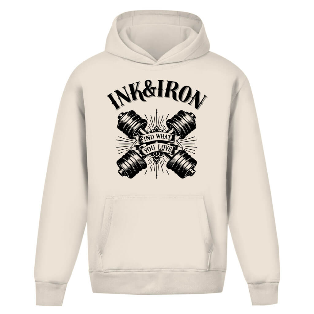 Frontansicht Love Oversize Hoodie Sand für Männer und Frauen
