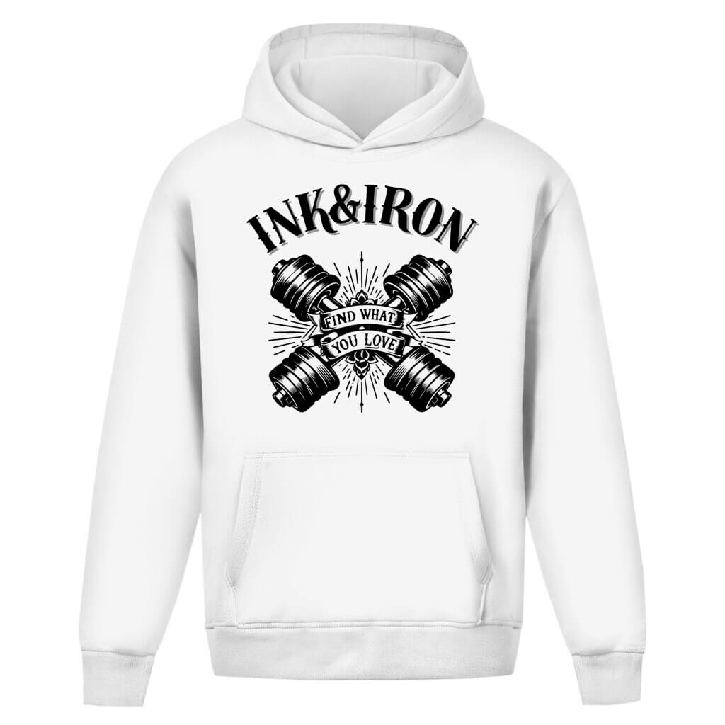 Frontansicht Love Oversize Hoodie White für Männer und Frauen