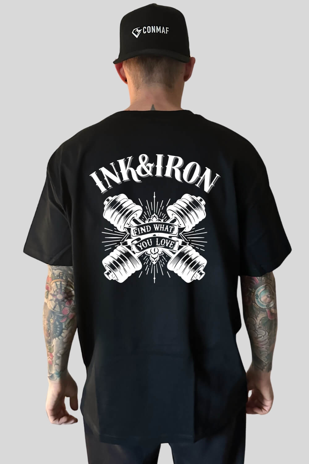 Rückansicht Love Oversize T-Shirt Black für Männer und Frauen