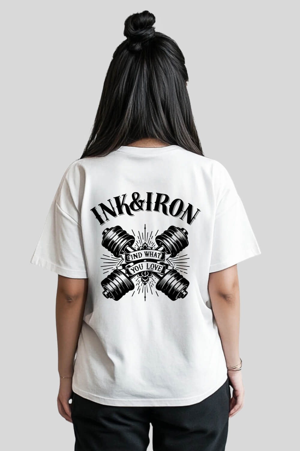 Rückansicht Love Oversize T-Shirt White für Männer und Frauen