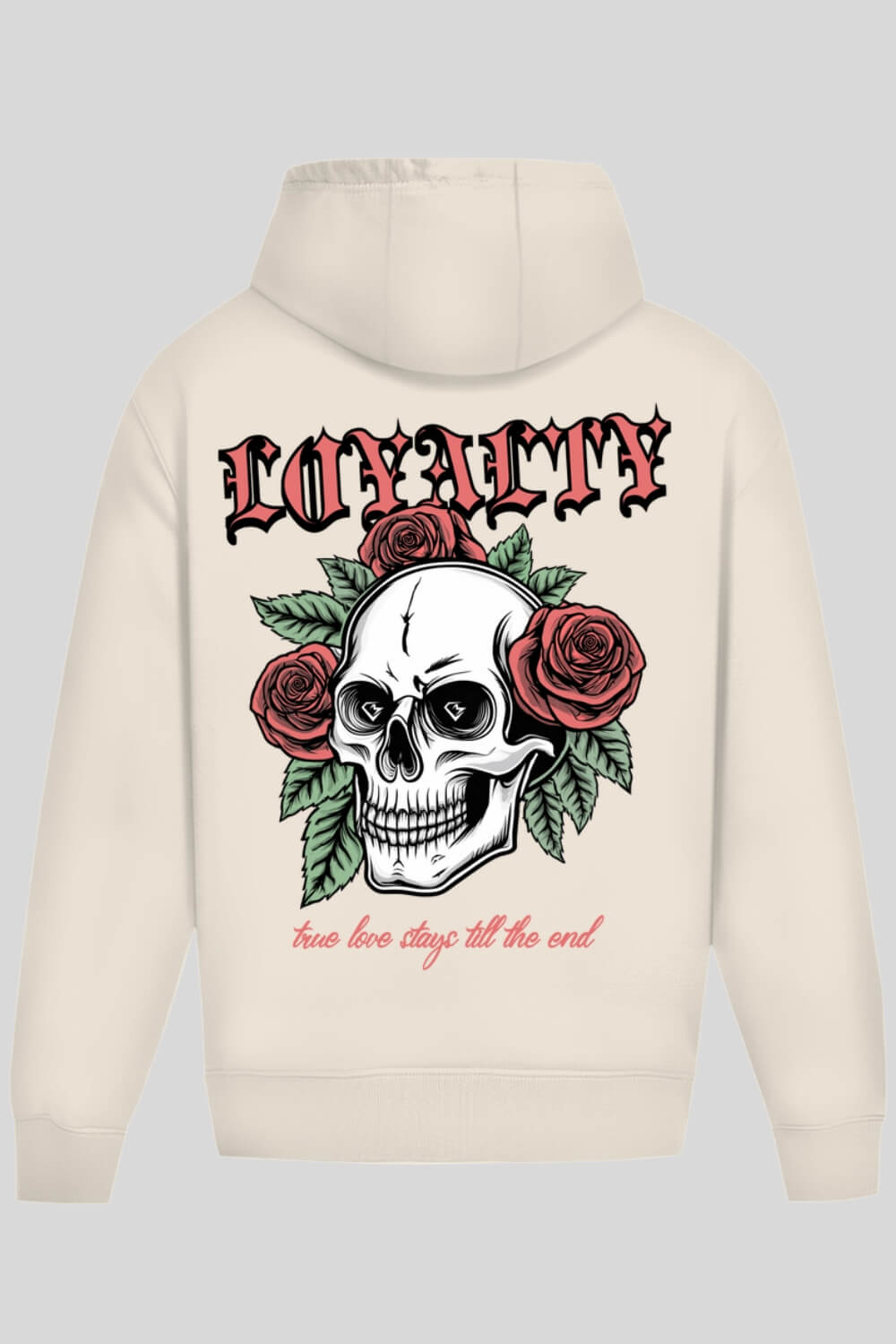 Rückansicht Loyalty Oversize Hoodie Sand für Männer und Frauen