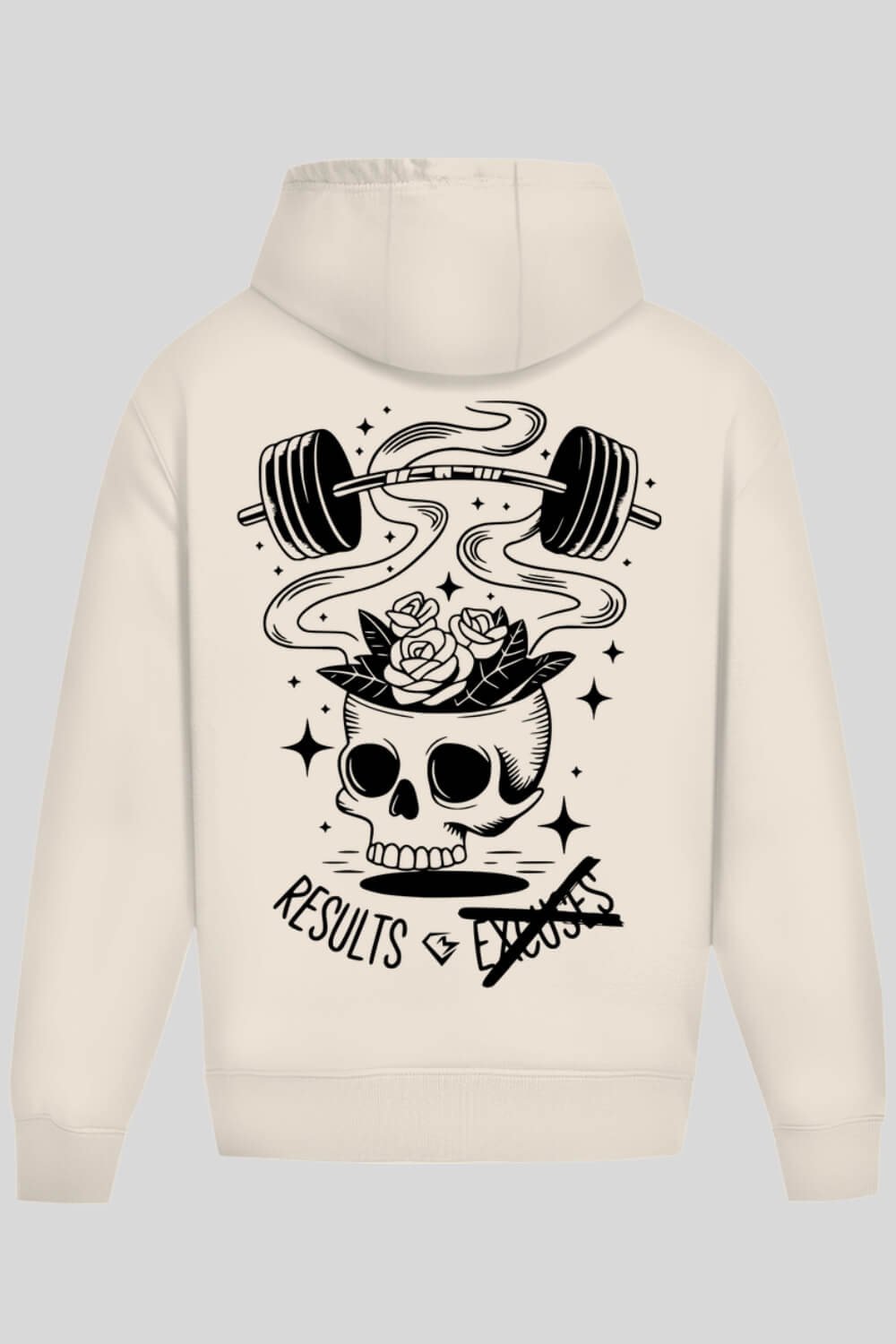 Rückansicht No Excuses Oversize Hoodie Sand für Männer und Frauen