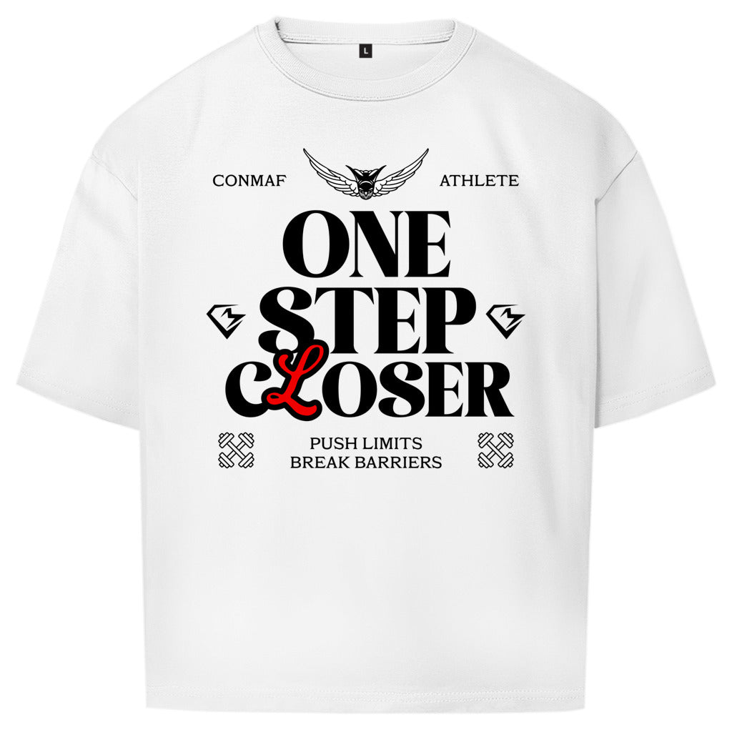 Frontansicht One Step Closer Oversize T-Shirt White für Männer und Frauen