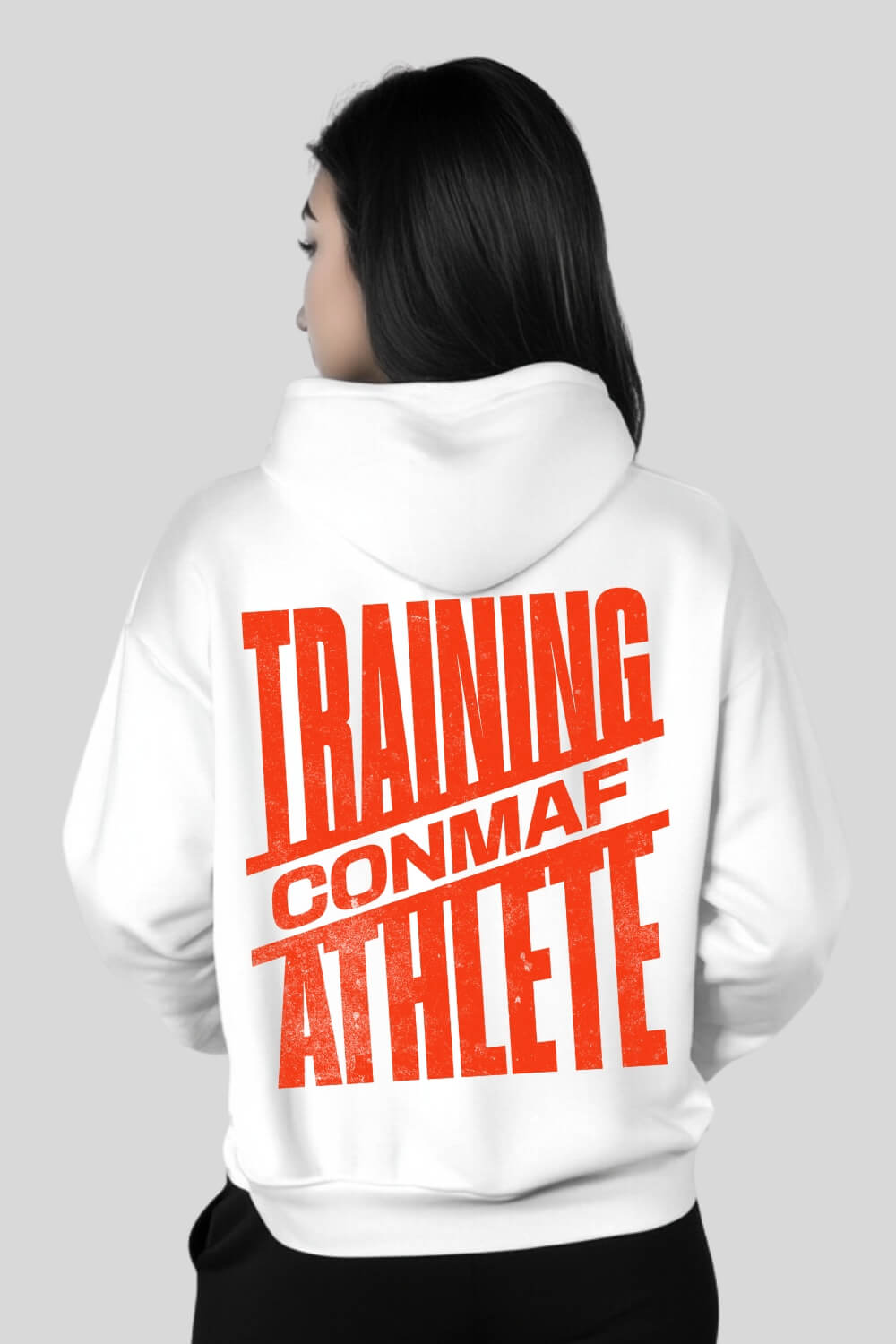 Rückansicht Orange Oversize Hoodie White für Männer und Frauen