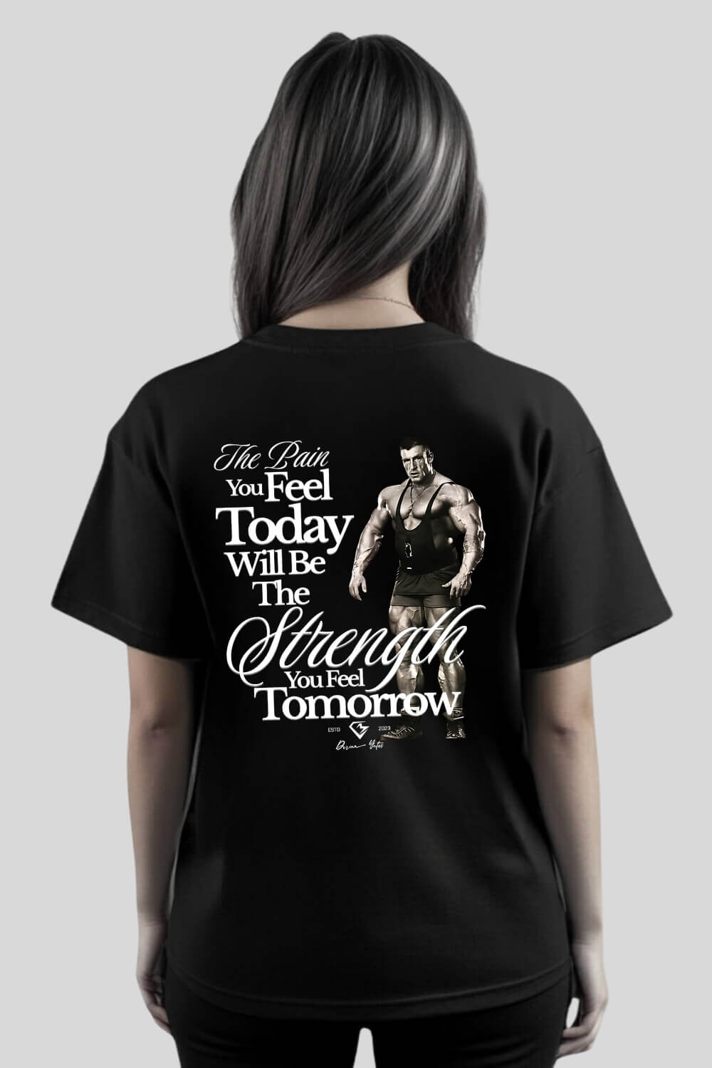 Rückansicht Pain Oversize T-Shirt Black für Männer und Frauen