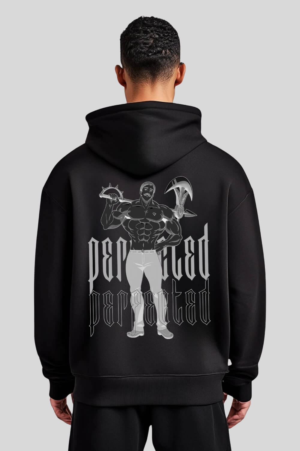 Rückansicht Perfected Oversize Hoodie Black für Männer und Frauen
