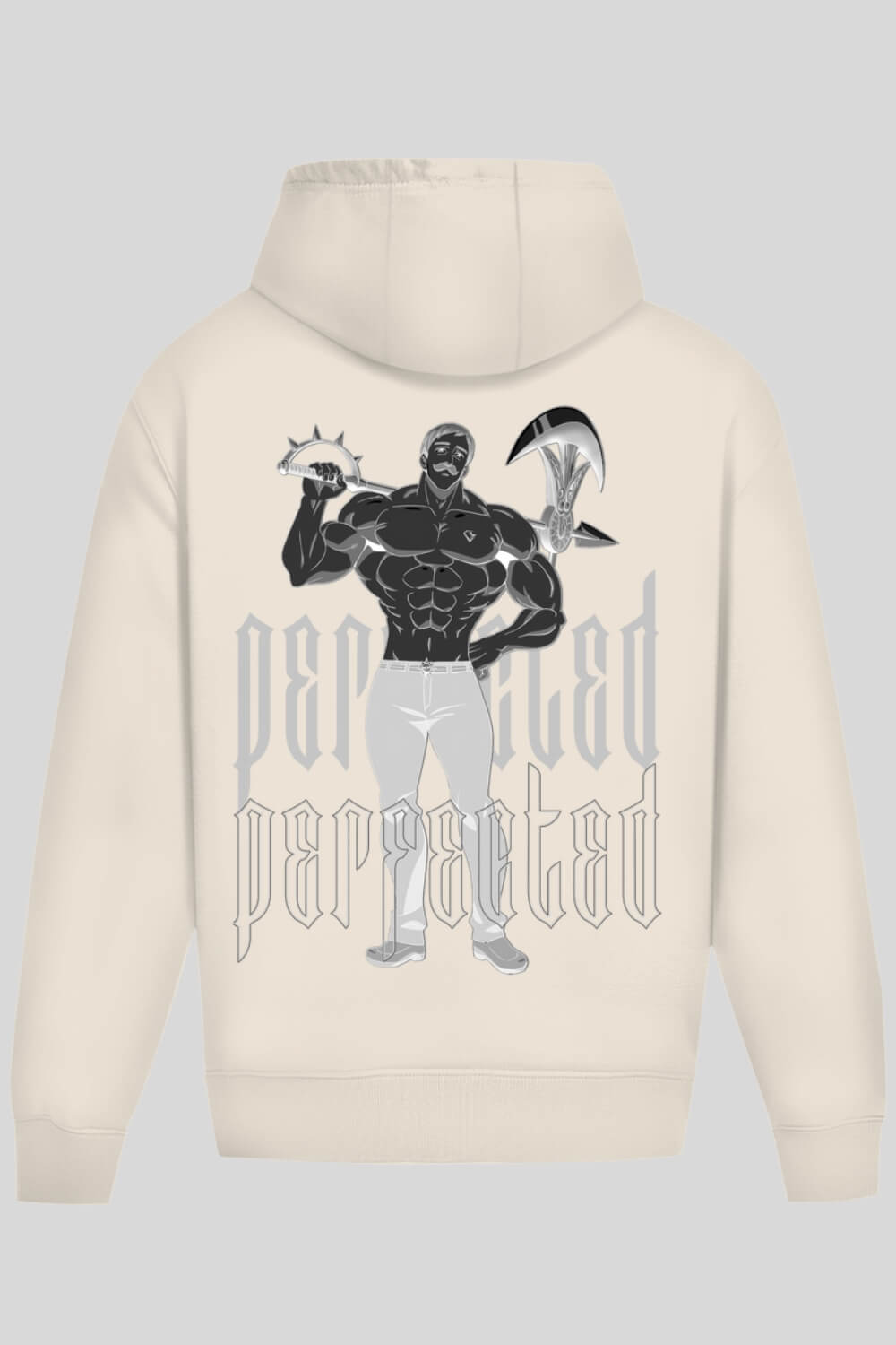 Rückansicht Perfected Oversize Hoodie Sand für Männer und Frauen