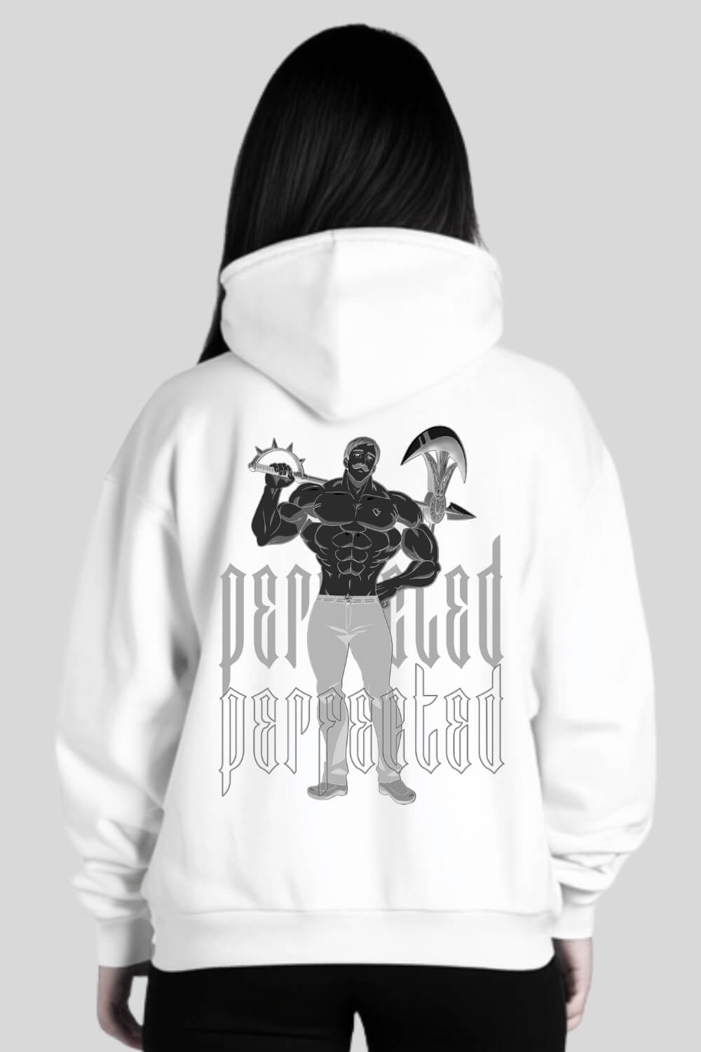 Rückansicht Perfected Oversize Hoodie White für Männer und Frauen