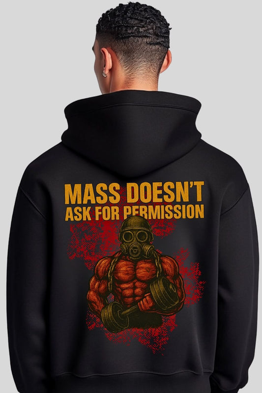 Rückansicht Permission Oversize Hoodie Black für Männer und Frauen