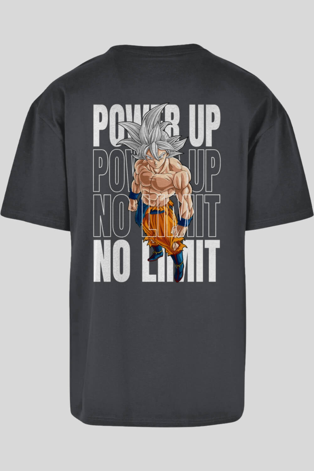Rückansicht Power Up Oversize T-Shirt Charcoal für Männer und Frauen
