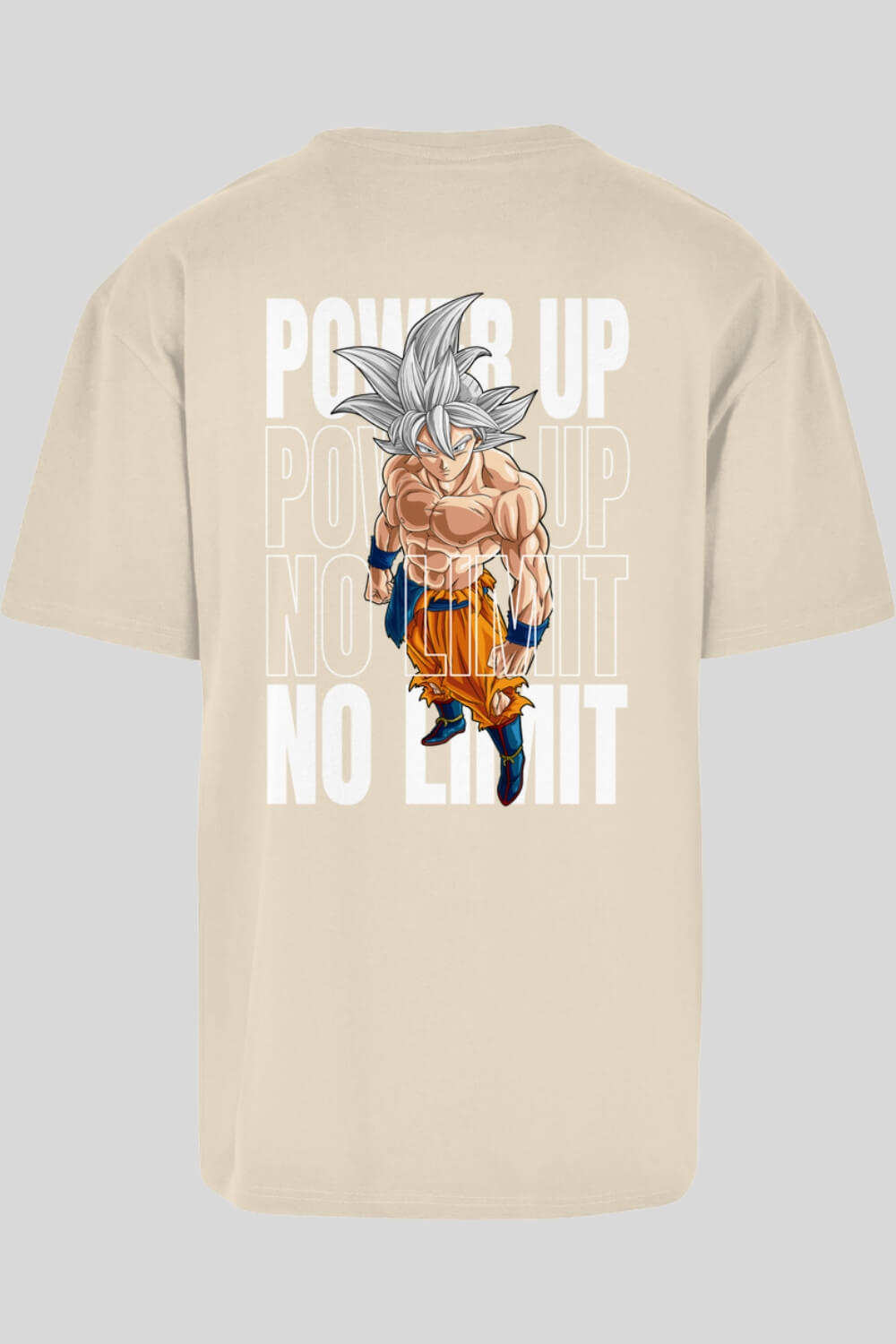 Rückansicht Power Up Oversize T-Shirt Sand für Männer und Frauen