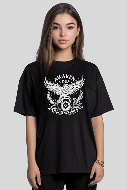 Frontansicht Raven Oversize T-Shirt Black für Männer und Frauen
