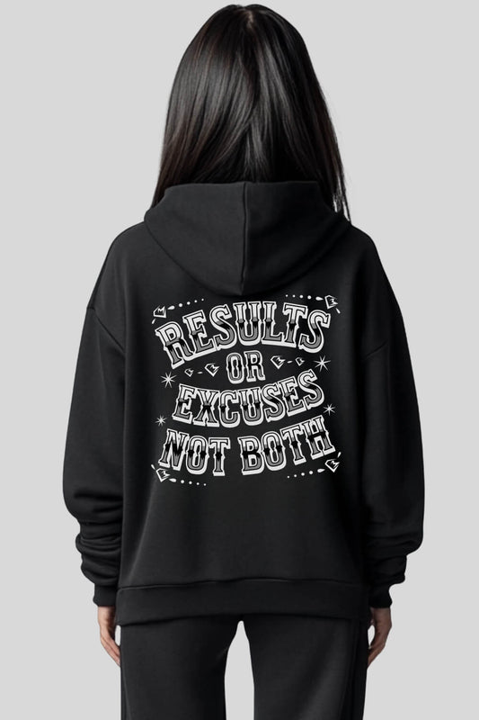 Rückansicht Results Oversize Hoodie Black für Männer und Frauen