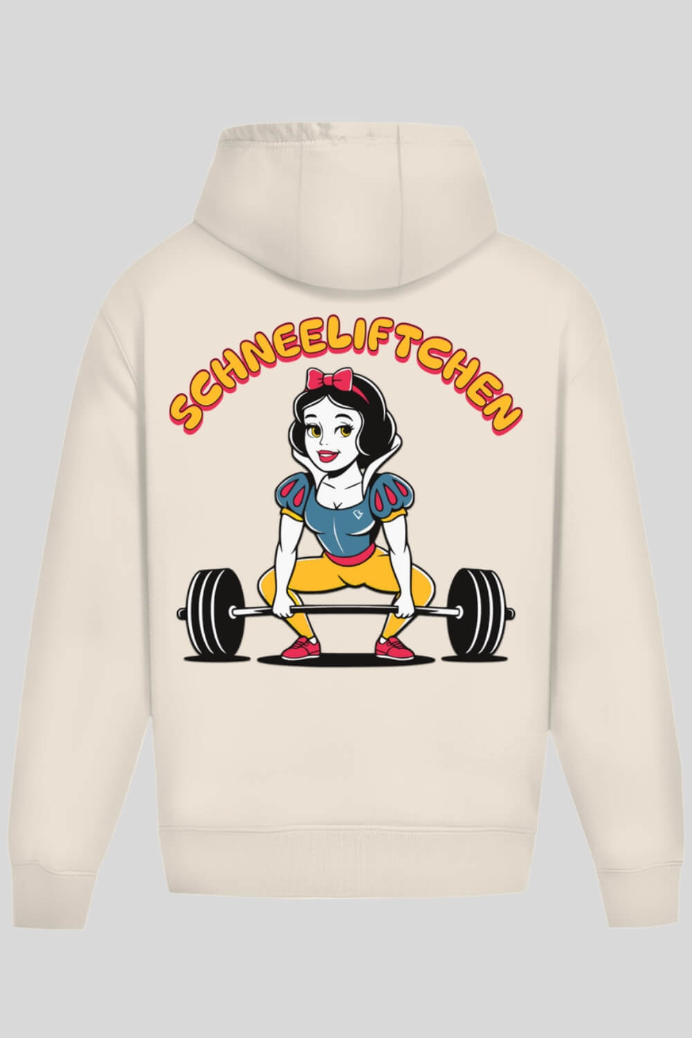 Rückansicht Schneeliftchen Oversize Hoodie Sand für Männer und Frauen
