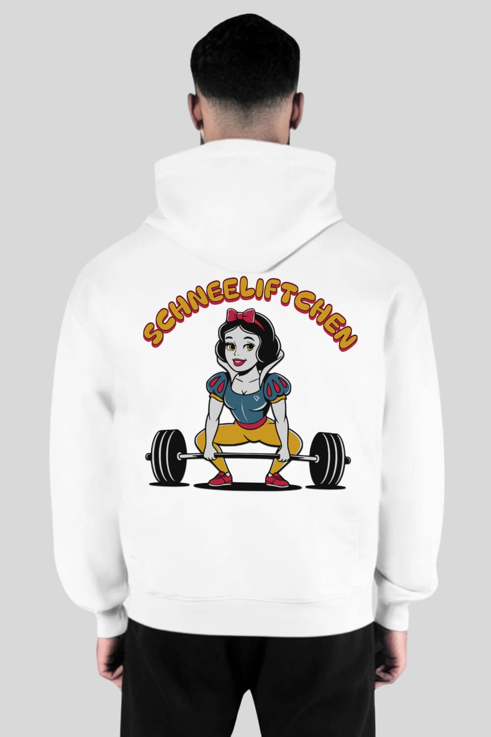Rückansicht Schneeliftchen Oversize Hoodie White für Männer und Frauen