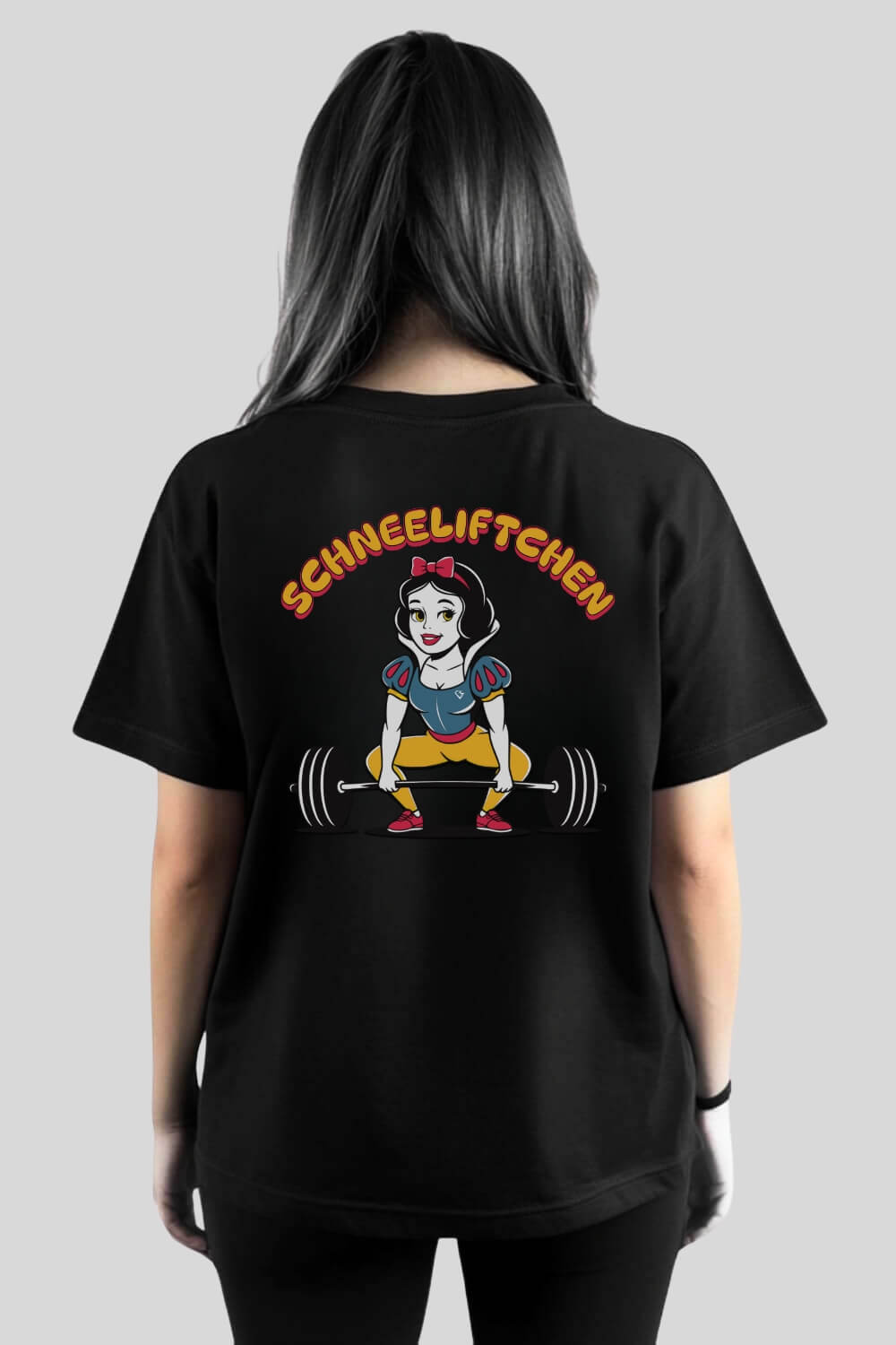 Rückansicht Schneeliftchen Oversize T-Shirt Black für Männer und Frauen