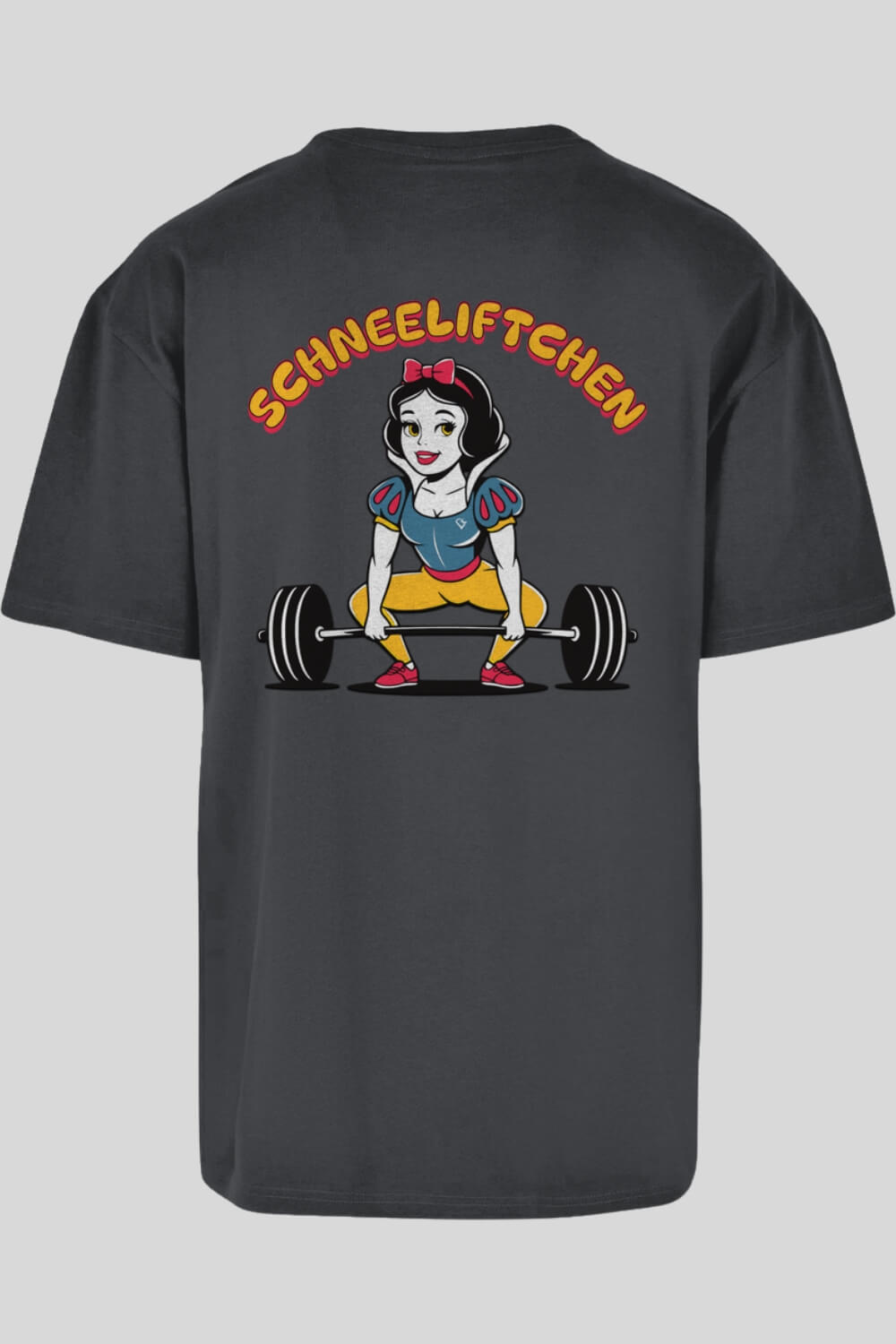 Rückansicht Schneeliftchen Oversize T-Shirt Charcoal für Männer und Frauen