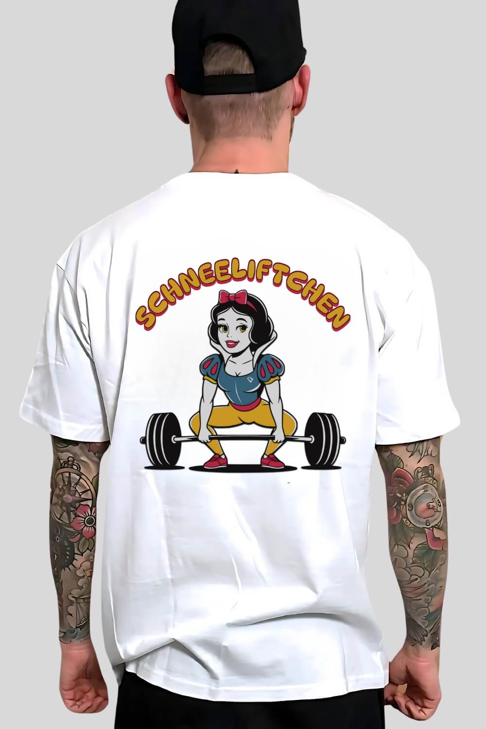 Rückansicht Schneeliftchen Oversize T-Shirt White für Männer und Frauen