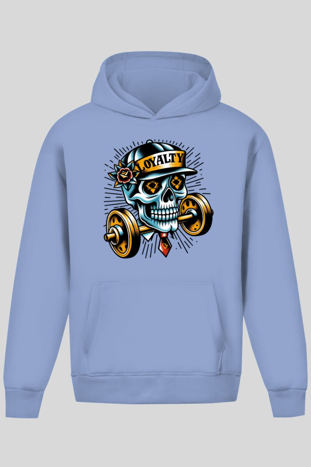 Frontansicht Skull Oversize Hoodie Blue für Männer und Frauen