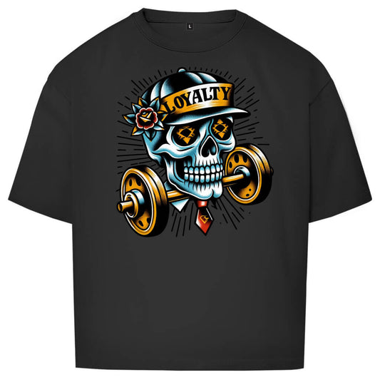 Frontansicht Skull Oversize T-Shirt Black für Männer und Frauen