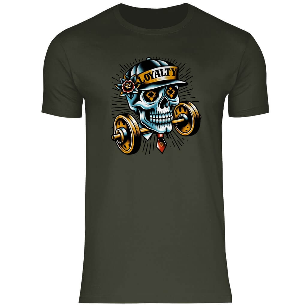 Frontansicht Skull T-Shirt Khaki für Männer