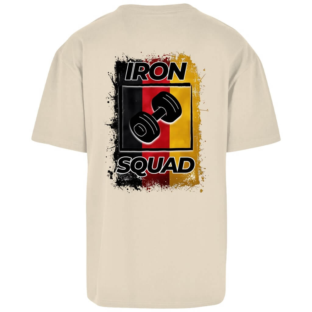 Rückansicht Squad Oversize T-Shirt Sand für Männer und Frauen