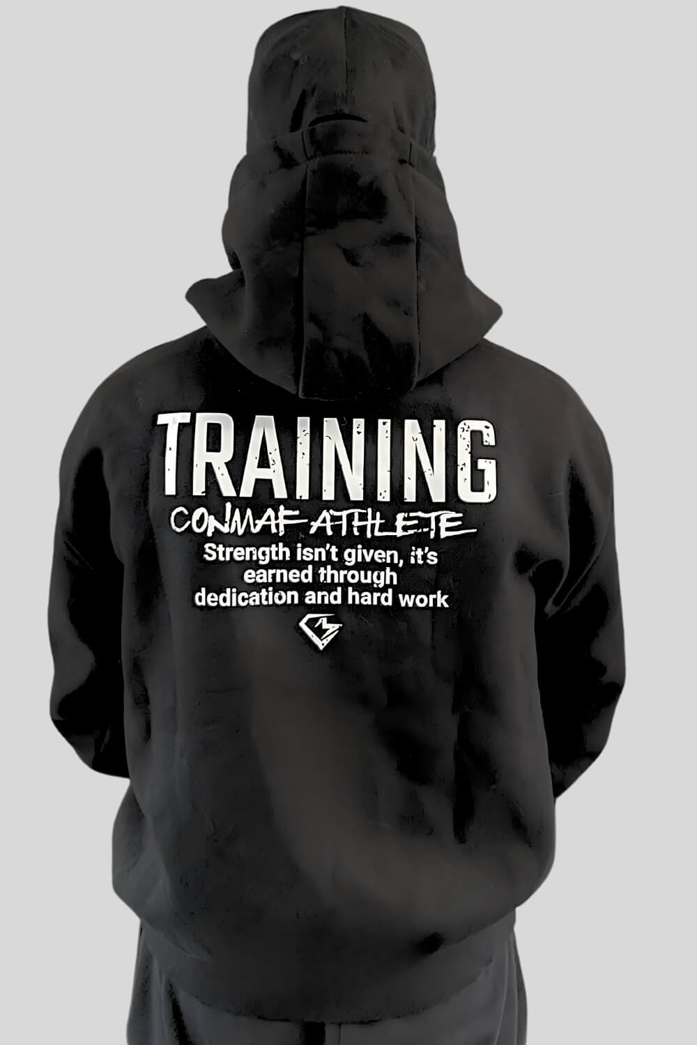 Rückansicht Training Oversize Hoodie Black für Männer und Frauen
