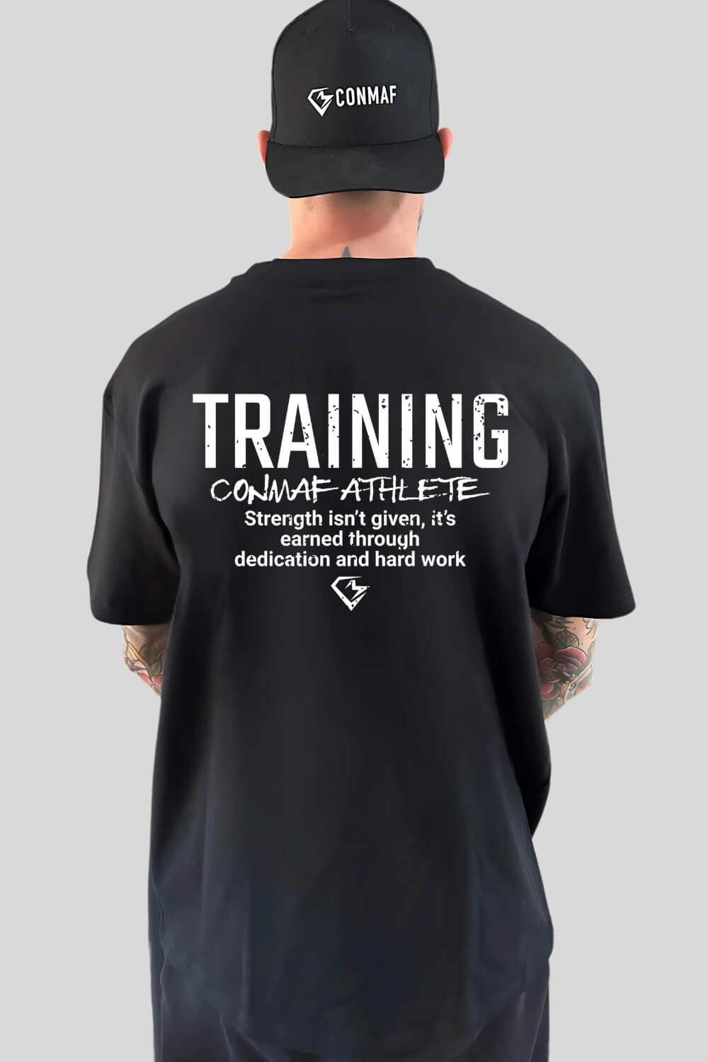 Rückansicht Training Oversize T-Shirt Black für Männer und Frauen