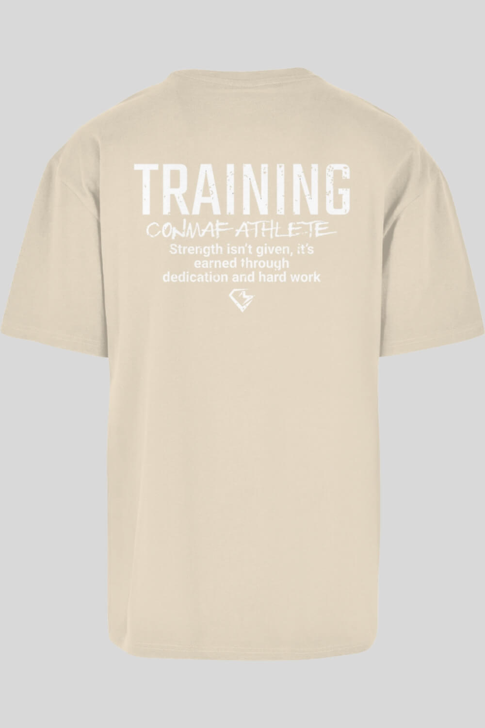 Rückansicht Training Oversize T-Shirt Sand für Männer und Frauen