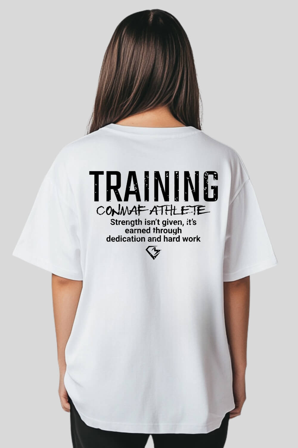 Rückansicht Training Oversize T-Shirt White für Männer und Frauen