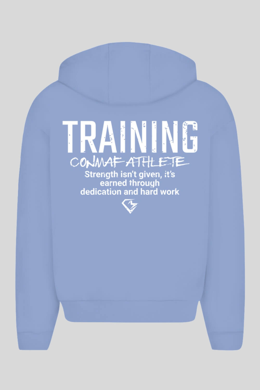 Rückansicht Training Oversize Zipper Hoodie Blue für Männer und Frauen