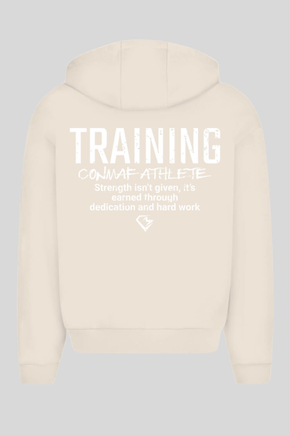 Rückansicht Training Oversize Zipper Hoodie Sand für Männer und Frauen