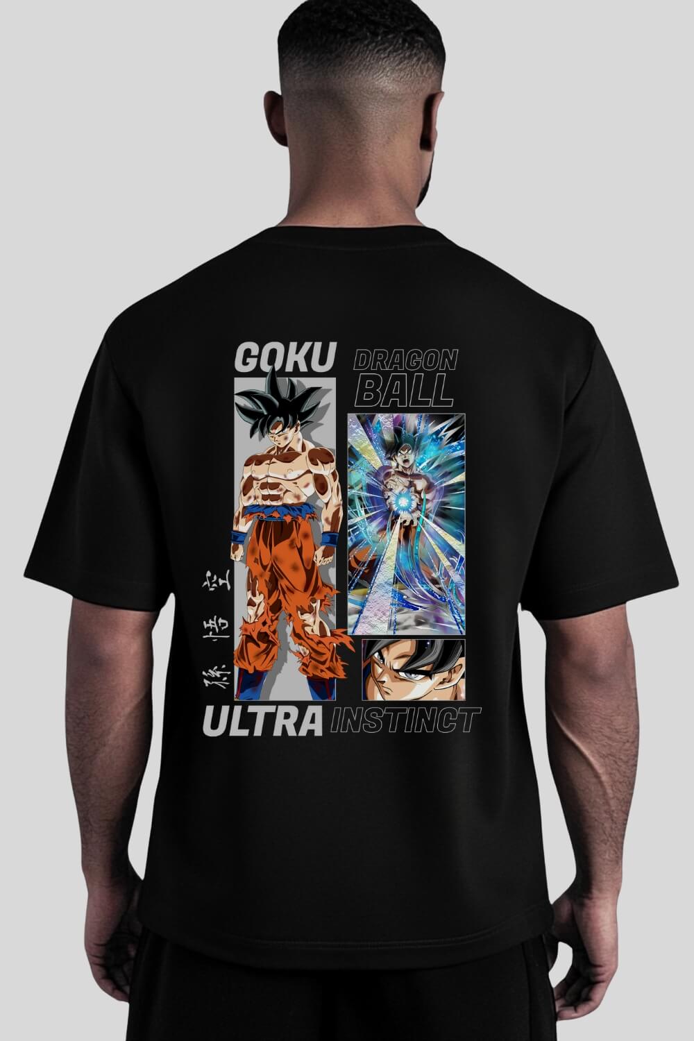 Rückansicht UltraInstinct Oversize T-Shirt Black für Männer und Frauen