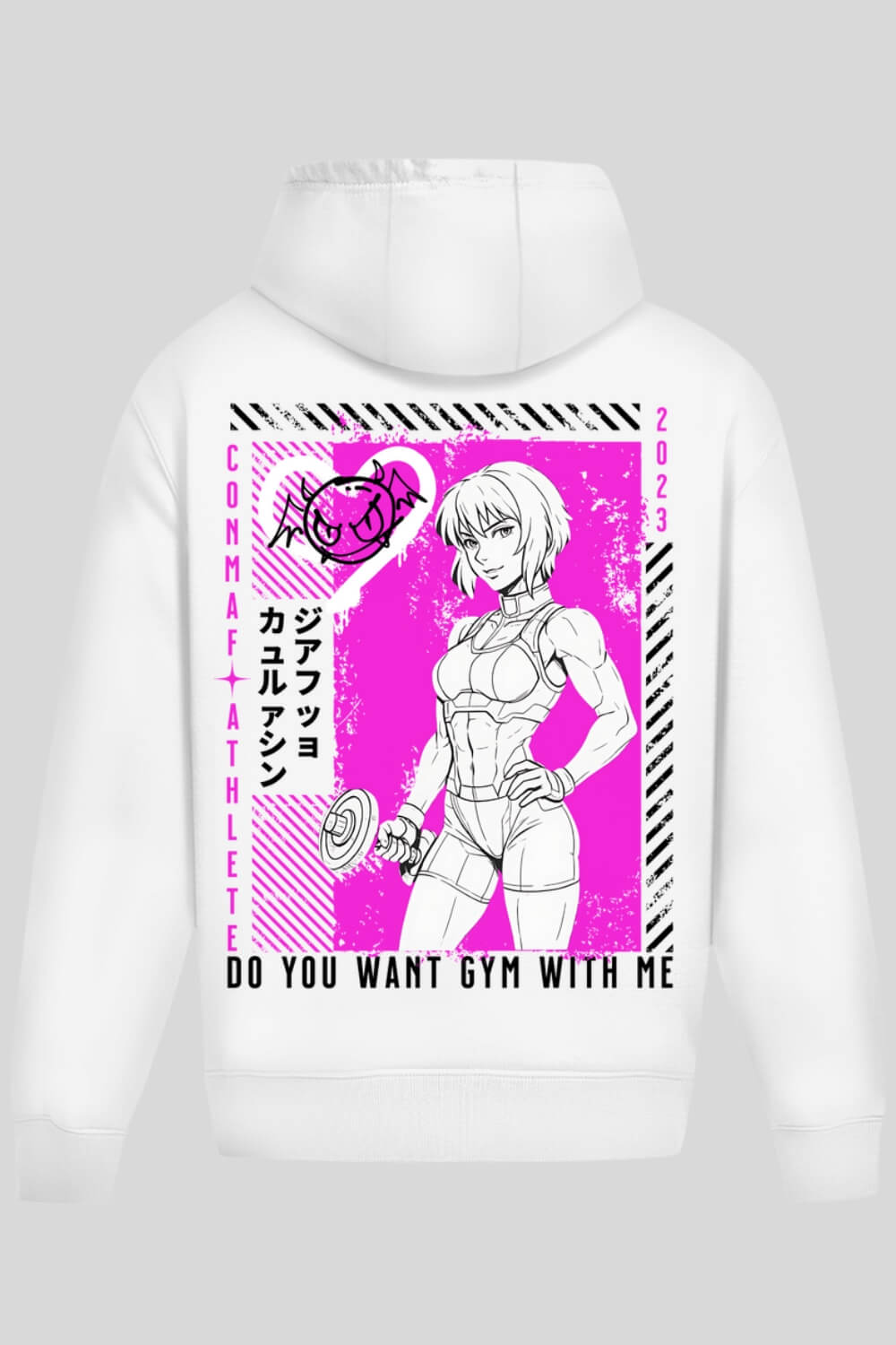 Rückansicht Want Oversize Hoodie White für Männer und Frauen