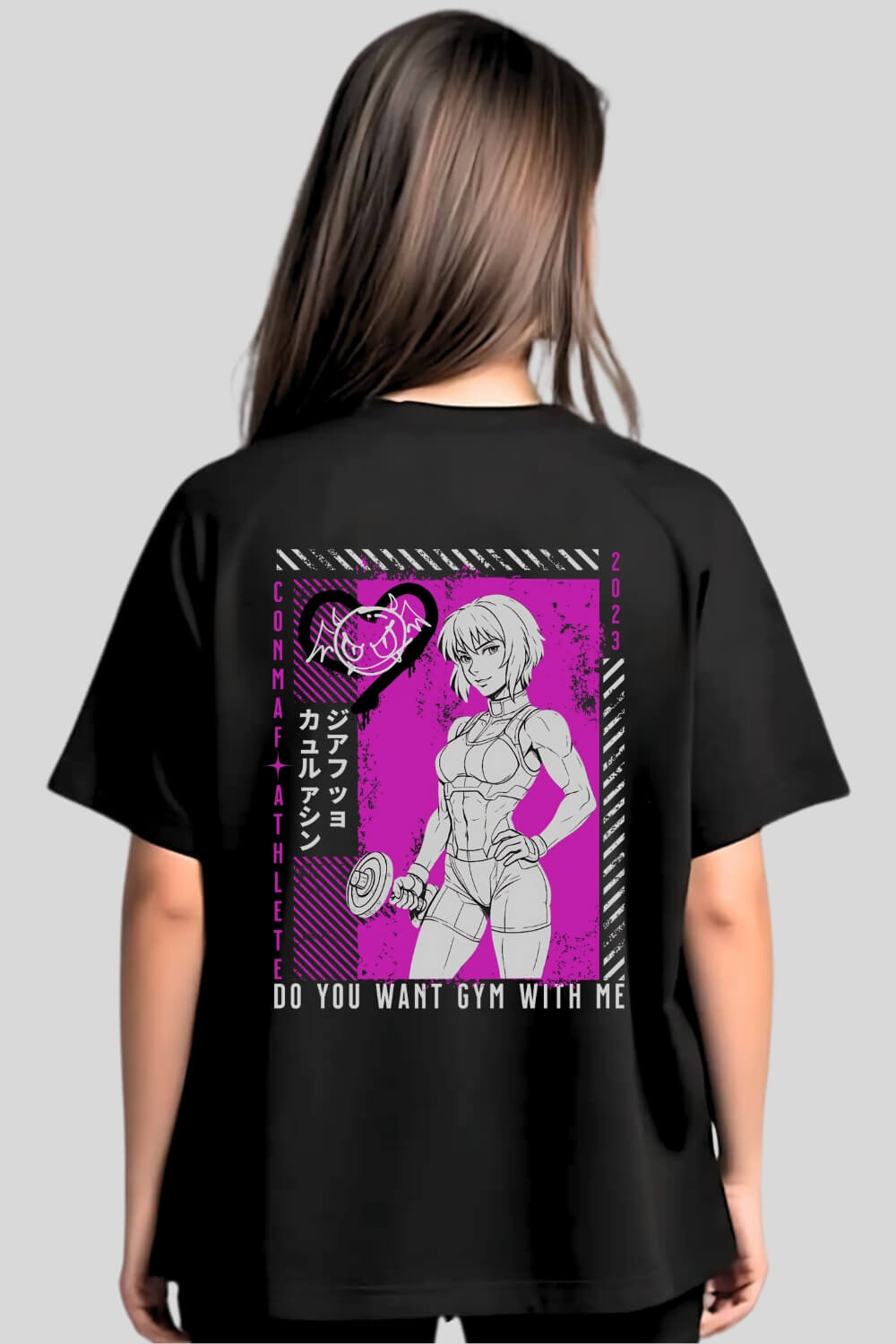 Rückansicht Want Oversize T-Shirt Black für Männer und Frauen