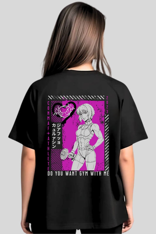 Rückansicht Want Oversize T-Shirt Black für Männer und Frauen